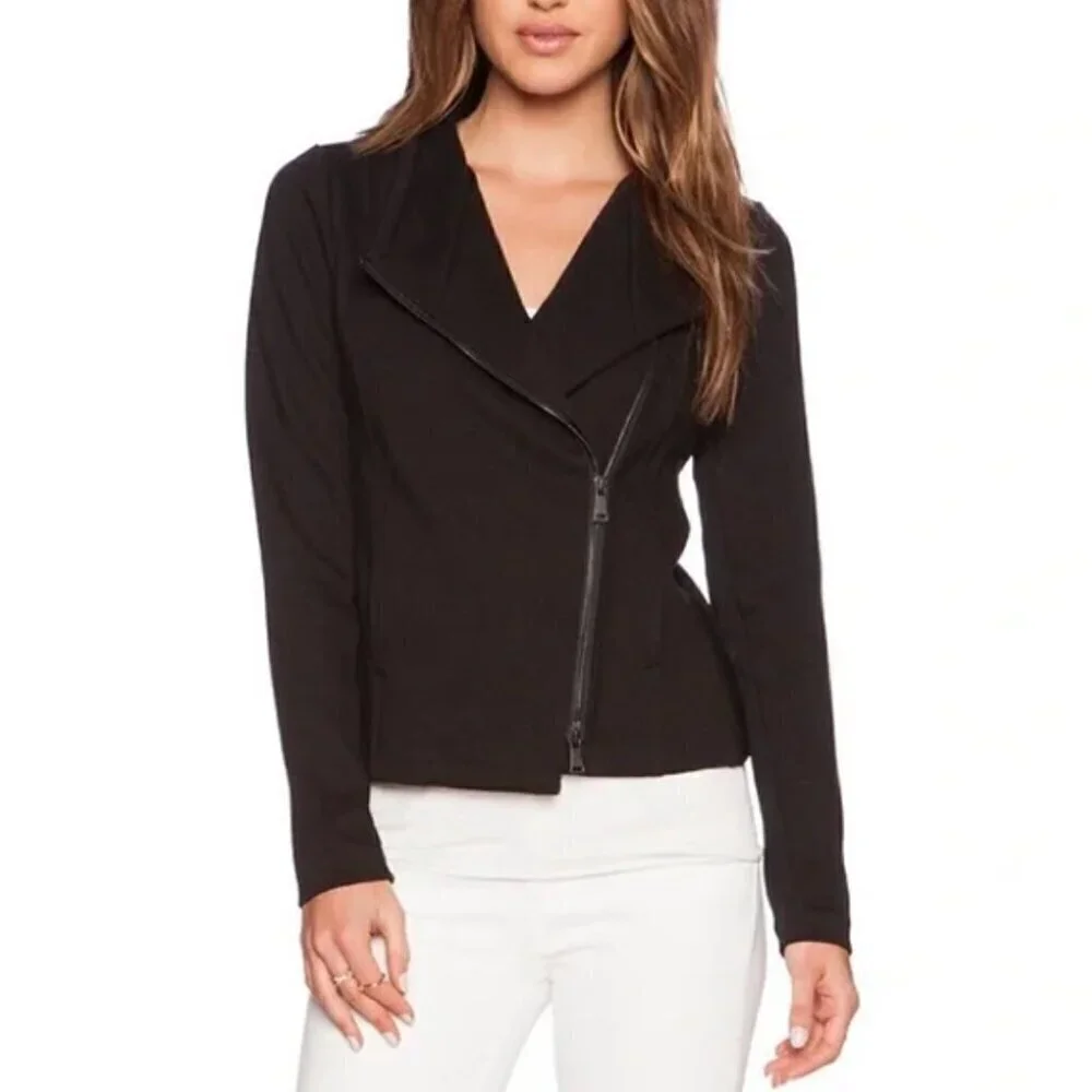 Vince Scuba Black Knit Moto Jacket Size Small - Picture 1 of 12